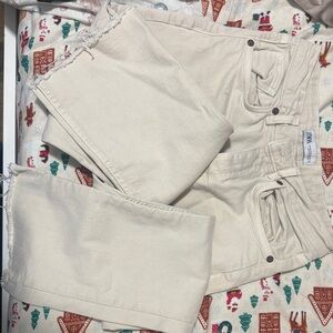 Zara Off-White Frayed Hem Jeans